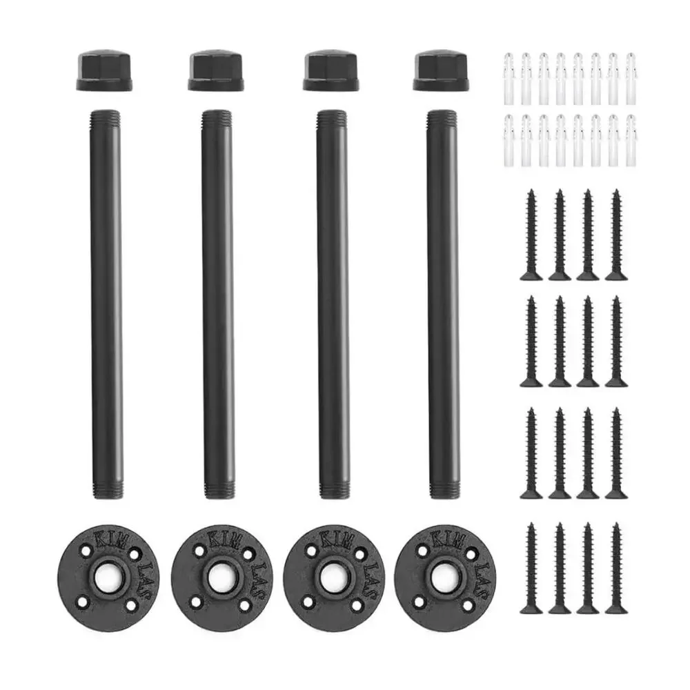4 Pack 12 Inch Industrial Pipe Clothing Rack Wall Mounted Clothes Hanging Rod